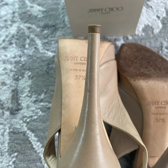 Jimmy Choo nude open toe platform sling back pump size 37.5 - Picture 5 of 7